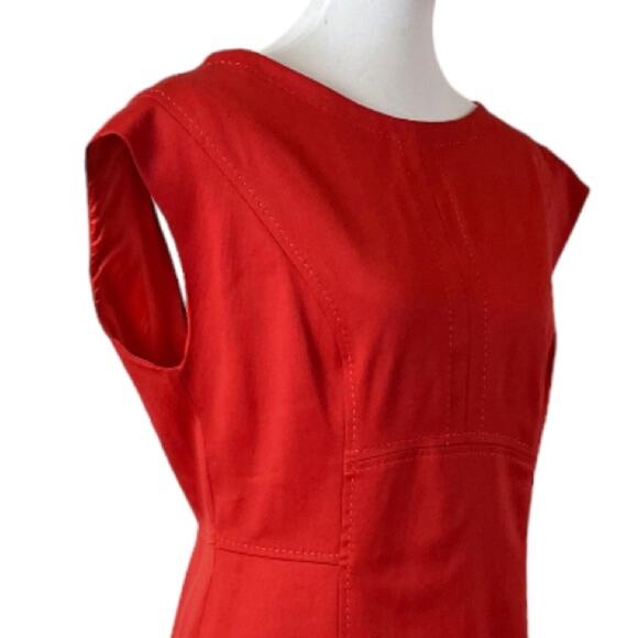 Escada Sheath Dress Diona Cap Sleeve Round Neck Red Euro Size 40 Women’s 8 - Picture 6 of 10